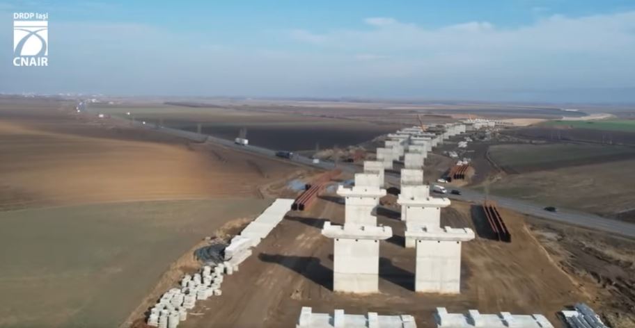 Imagini spectaculoase de pe șantierul Autostrăzii Moldova: Tronsonul Focșani – Bacău avansează 1 autostrada a7 lot 2