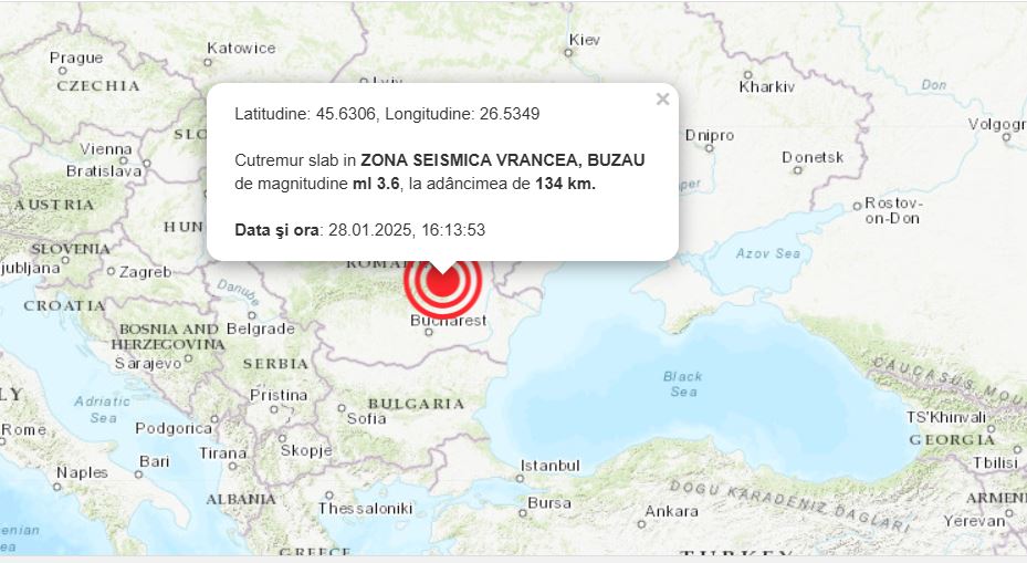 Un nou cutremur în Zona Vrancea, cu magnitudinea de 3.6 pe scara Richter 1 cutremur azi