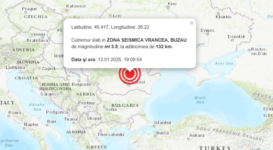 Un nou cutremur în Zona seismică Vrancea: Al cincilea eveniment tectonic recent 1 cutremur vrancea