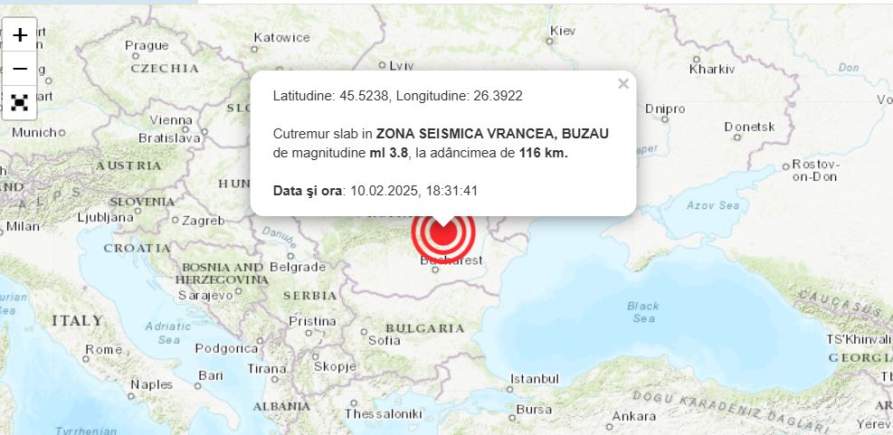 Cutremur cu magnitudinea 3.8 în zona seismică Vrancea 1 cutremur azi vrancea