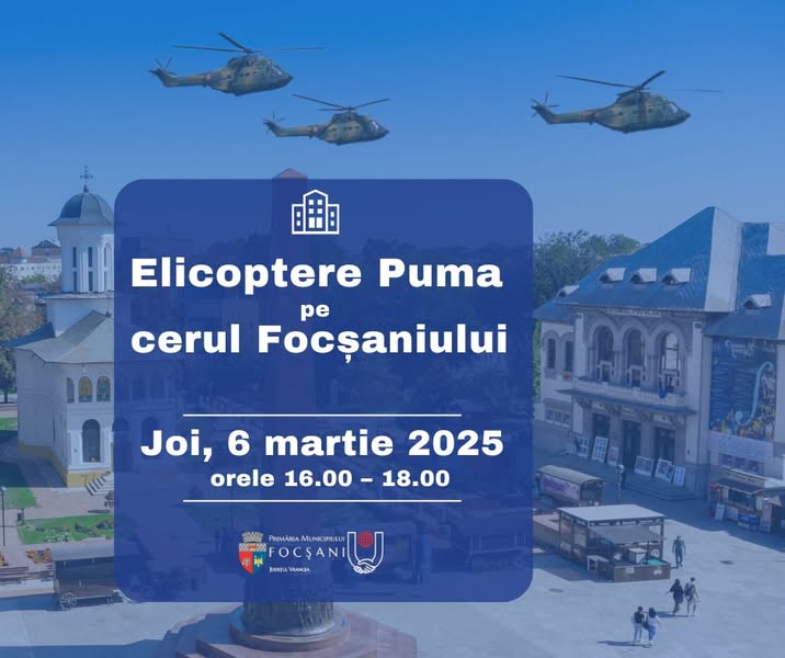 Elicoptere militare vor survola cerul Focșaniului pe 6 martie 1 elicoptere focsani