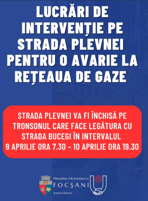 Circulație închisă temporar, pentru remedierea unei avarii la rețeaua de gaze, pe Strada Plevnei din Focșani 1 Screenshot 75