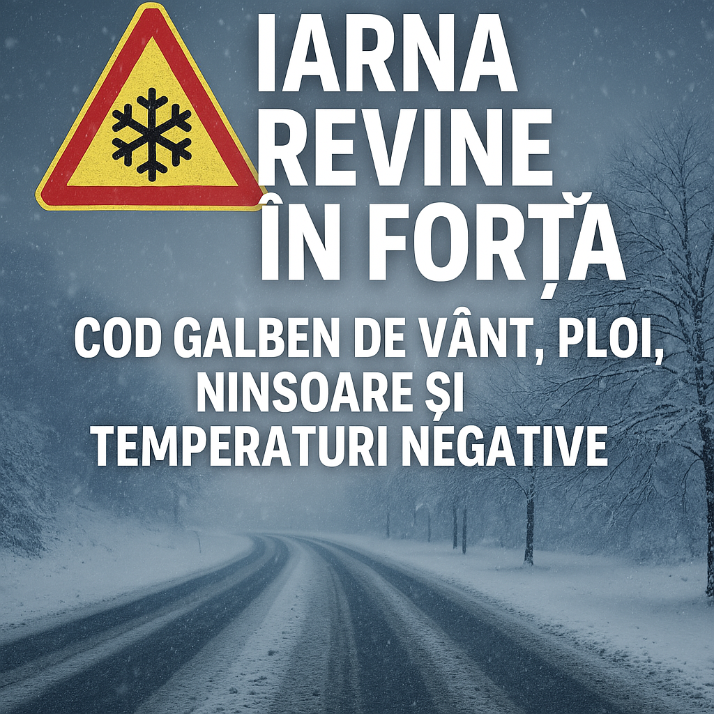 Iarna revine în forță în România: Cod galben de vânt, ploi, ninsoare și temperaturi negative 1 iarna revine